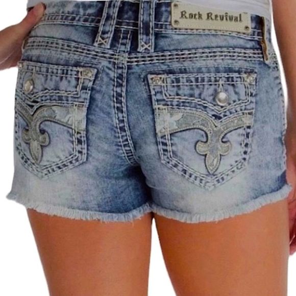 Rock Revival Pants - Rock revival Octavia distressed jean shorts size 27